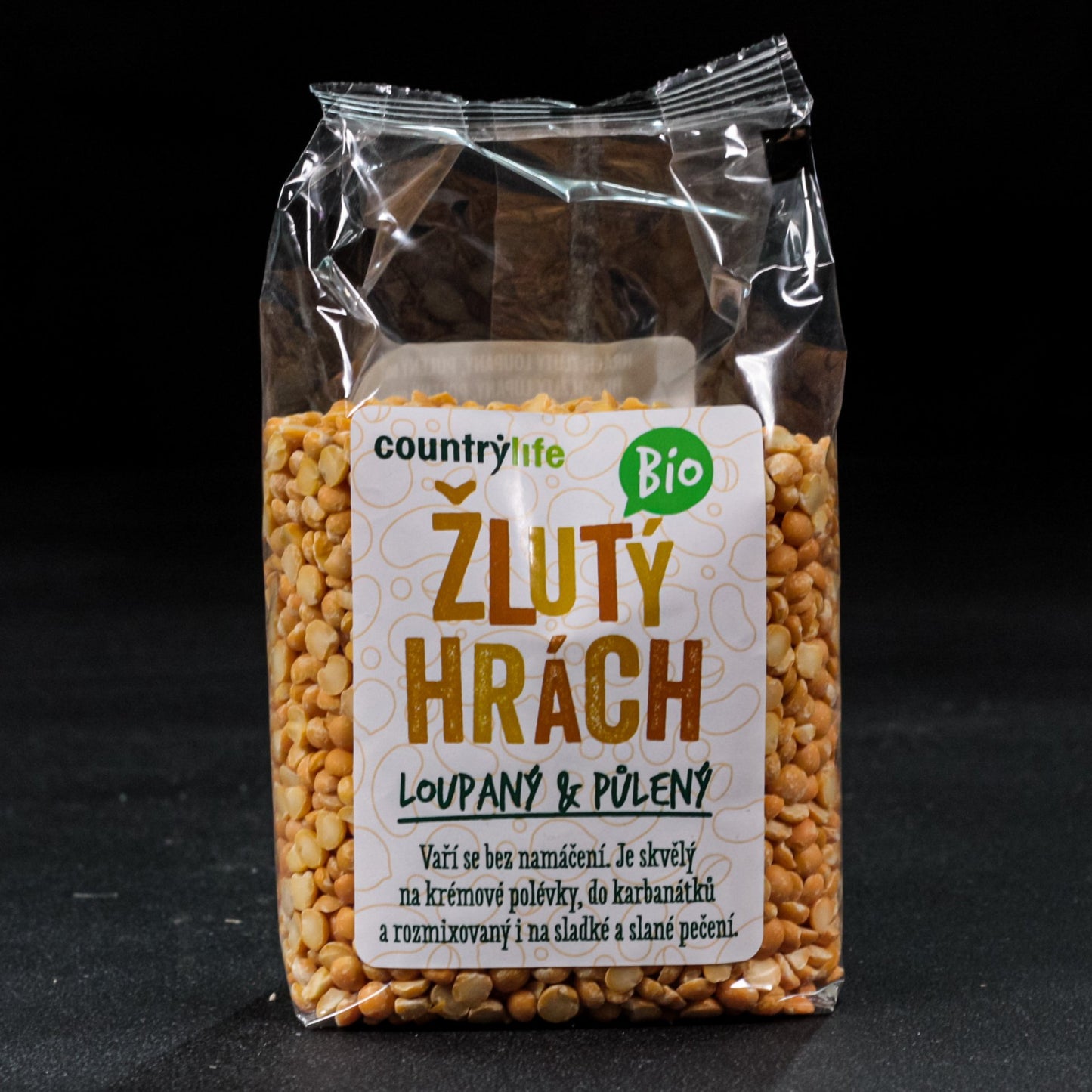 BIO hrach žltý - lúpaný a polený 500g