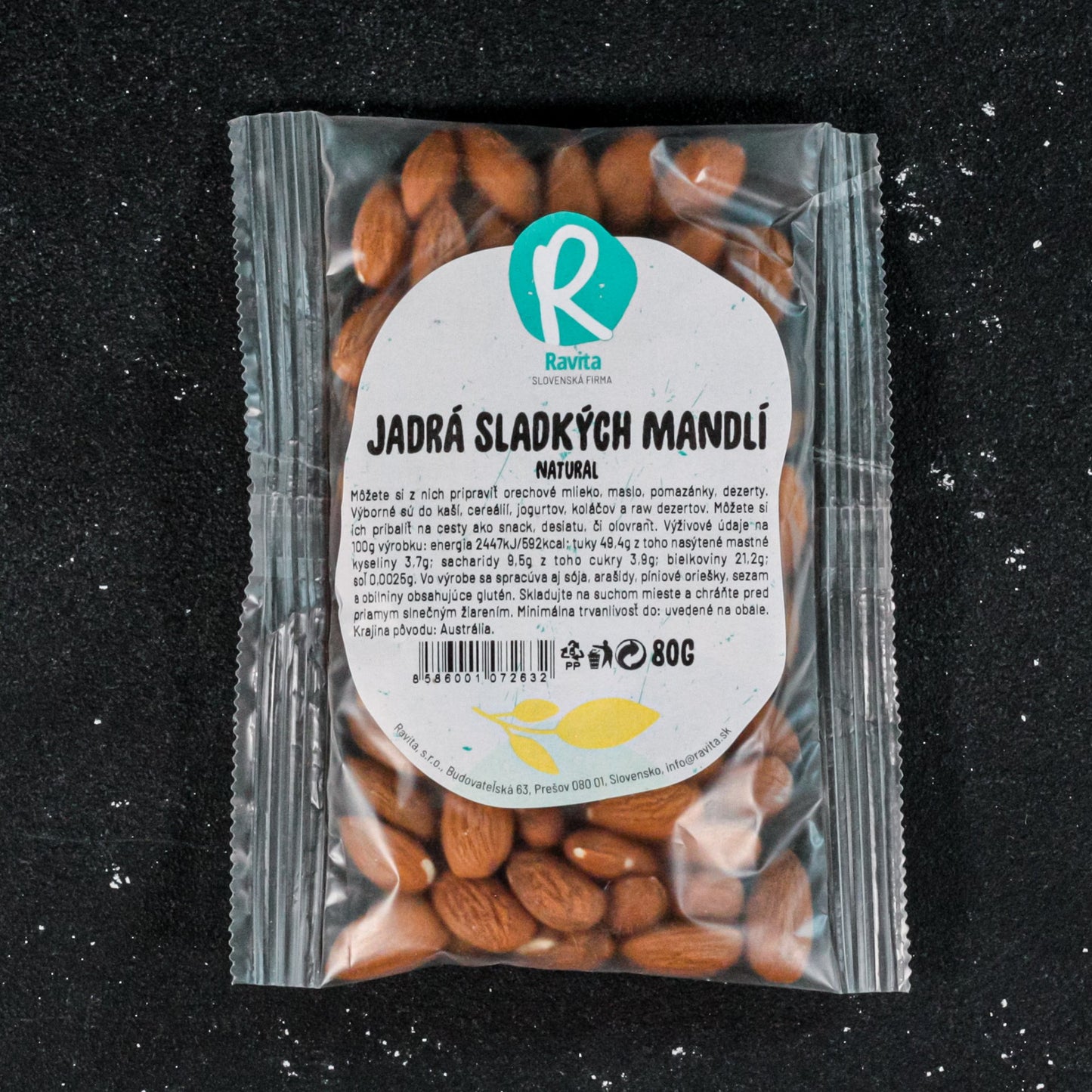 Jadrá sladkých mandlí - natural (v šupke) 80g