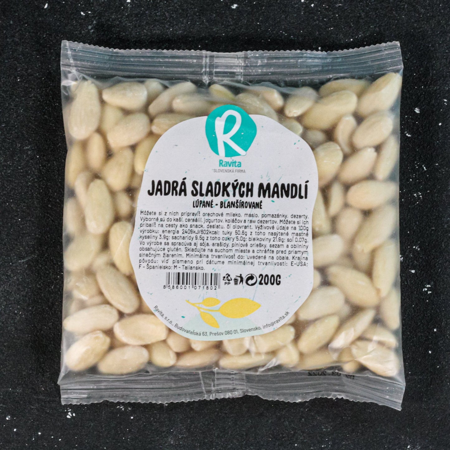 Jadrá sladkých mandlí - blanšírované 200g