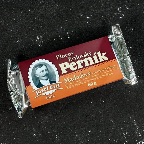 Plnený perník - marhuľový s tmavou polevou 60g