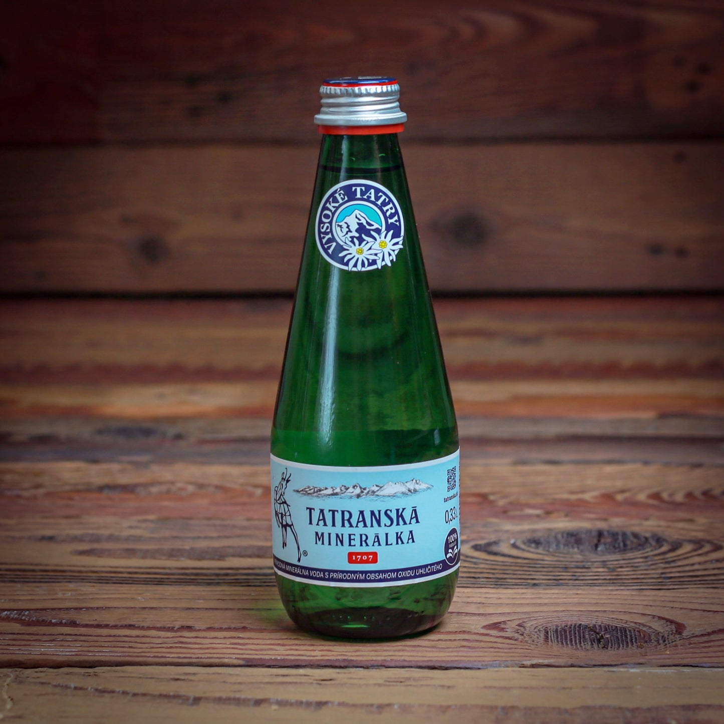 Tatranská minerálka, minerálna voda 330 ml ( v skle )